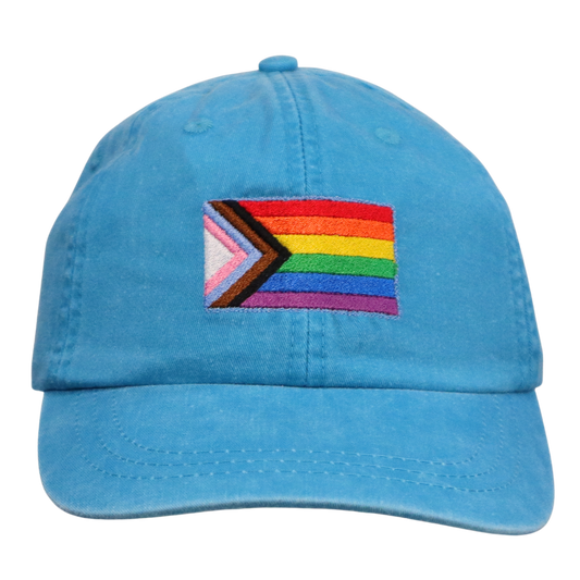 Embroidered Hat * Pride Progress Flag * Caribbean Blue