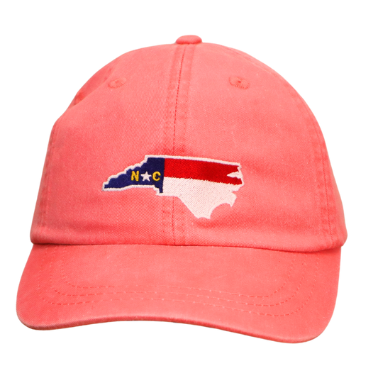 Embroidered Hat * NC Flag Design * Coral
