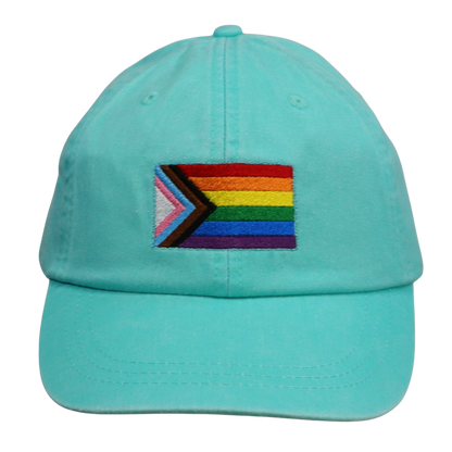 Embroidered Hat * Pride Progress Flag * Seafoam