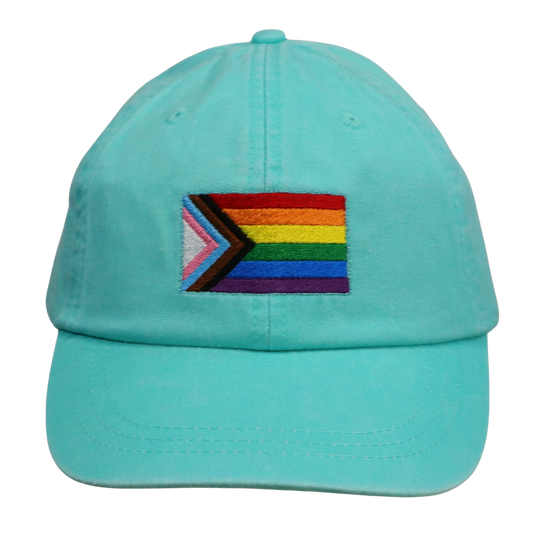 Embroidered Hat * Pride Progress Flag * Seafoam