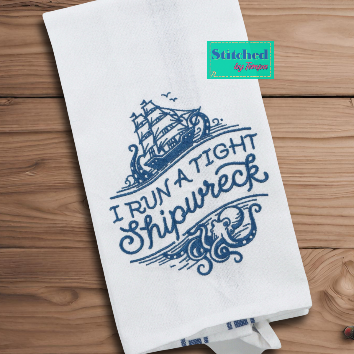Tight Shipwreck, Hot Mess Snarky Embroidered Hand Towel