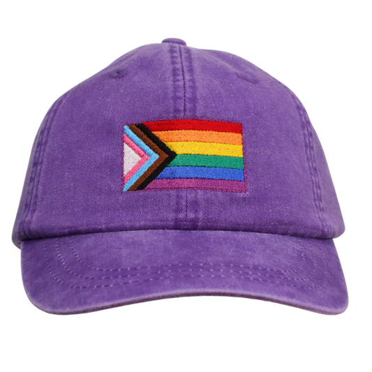 Embroidered Hat * Pride Progress Flag * Grape