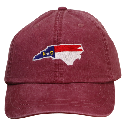 Embroidered Hat * NC Flag Design * Burgundy
