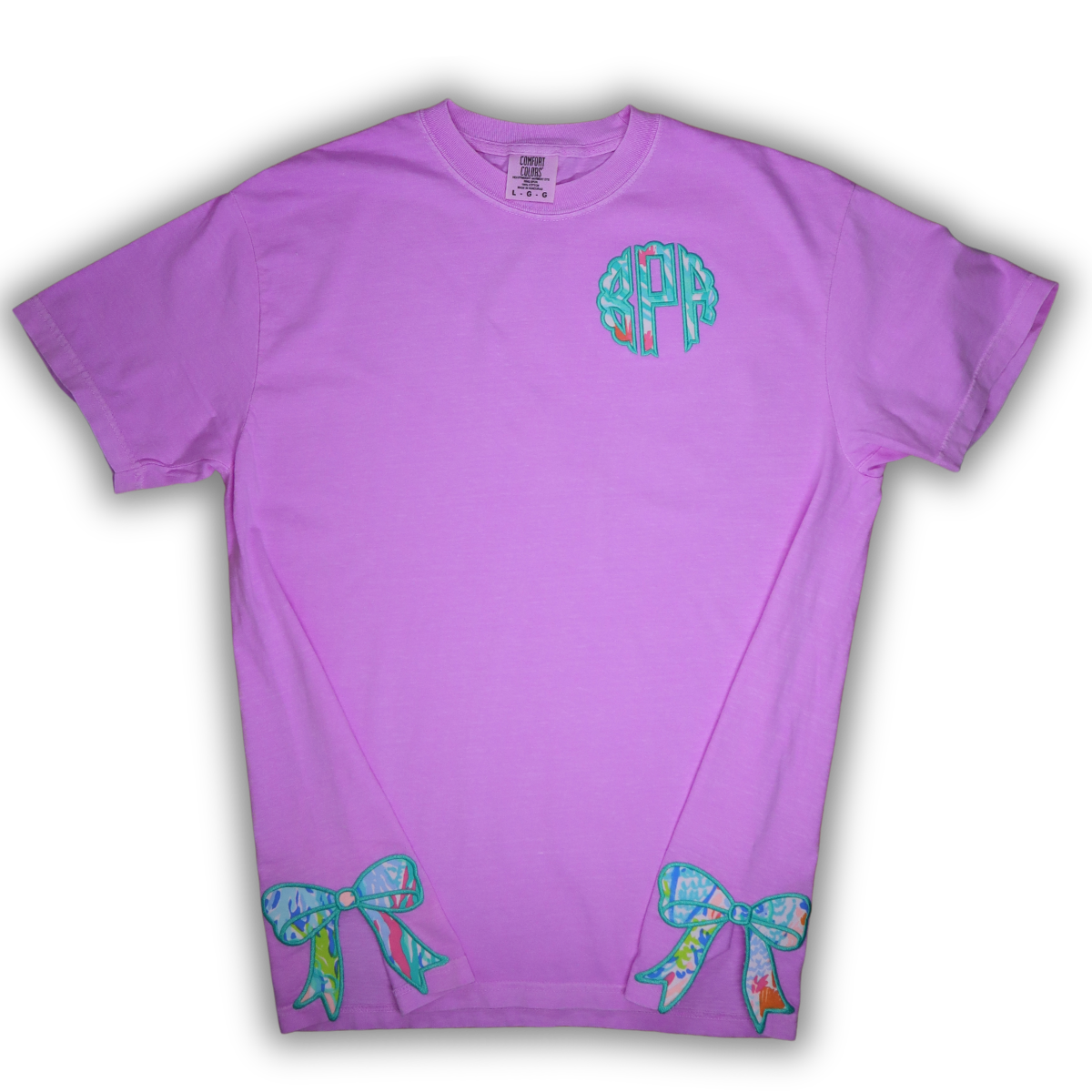 Side-Bow Applique Sweatshirt, Lily fabric, with mono