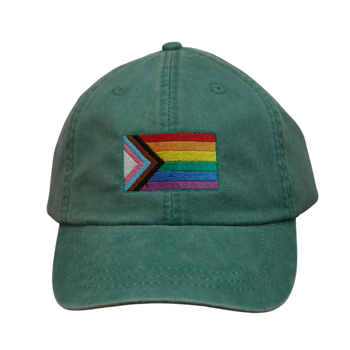 Embroidered Hat * Pride Progress Flag * Forest Green