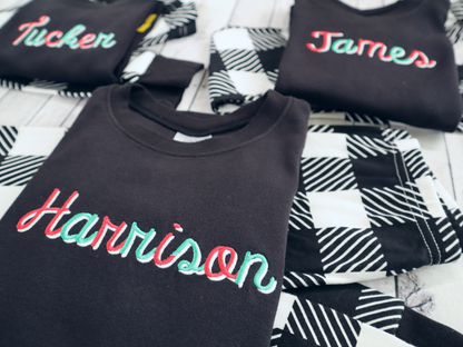 Holiday PJs * Black & White Plaid * Christmas Pajamas * Xmas Family