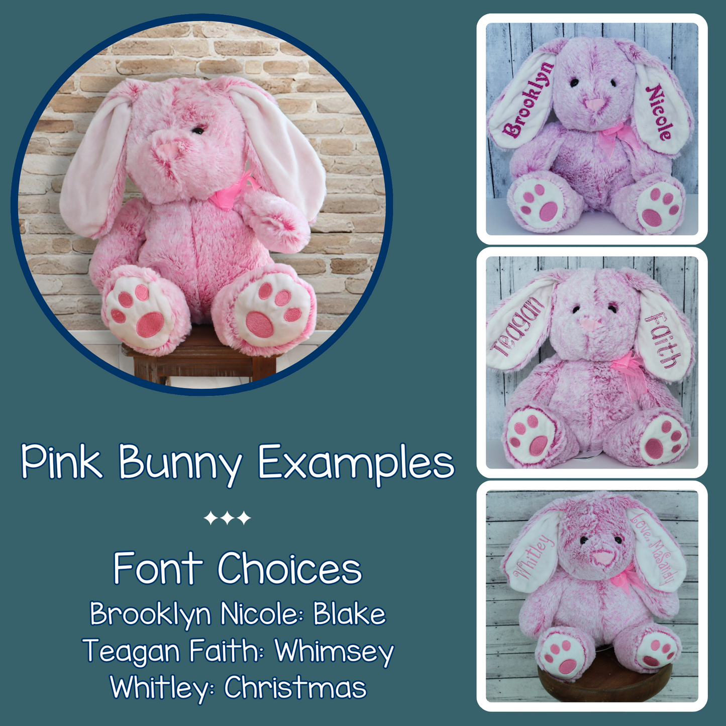 Pink Bunny with 2 ears personalized