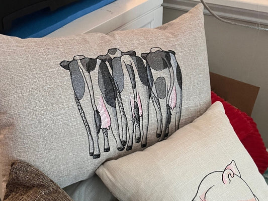 Cow Butts Pillow! 2-sided embroidered pillow.