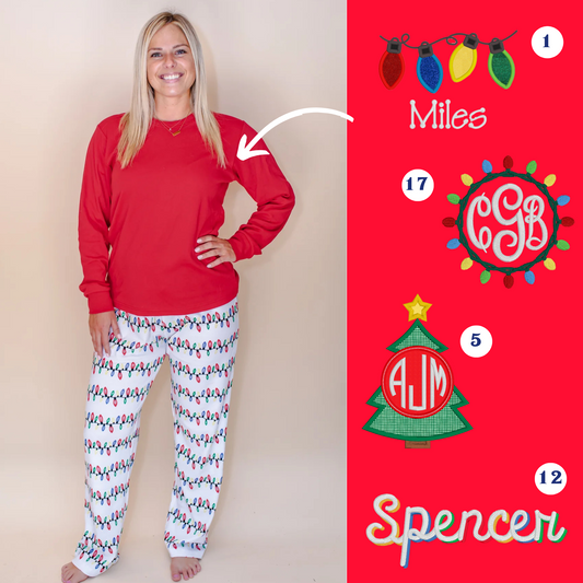PRE-ORDER ONLY * Adult HOLIDAY PJs! 2025 * RTS mid-November * Holiday Lights
