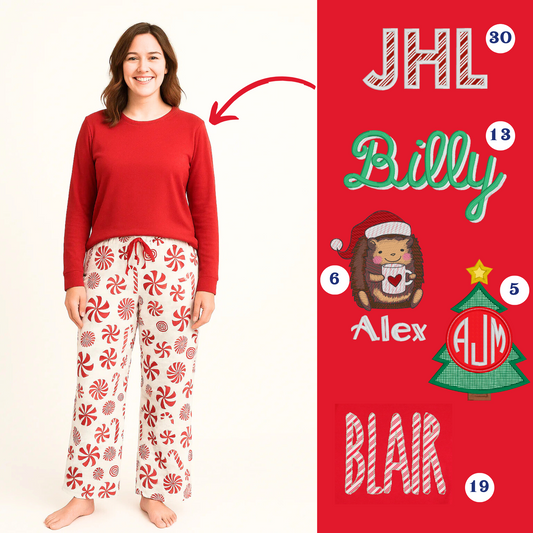 PRE-ORDER ONLY * Adult HOLIDAY PJs! 2025 * RTS mid-November * Peppermint Pop