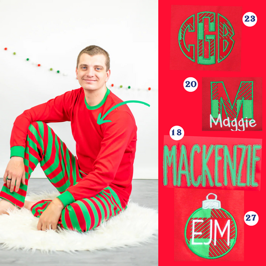 PRE-ORDER ONLY * Adult HOLIDAY PJs! 2025 * RTS mid-November * Red Green Stripe