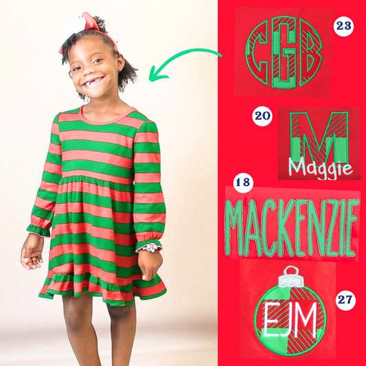 PRE-ORDER ONLY * Kids HOLIDAY GOWN! 2025 * RTS mid-November * Red Green Stripe