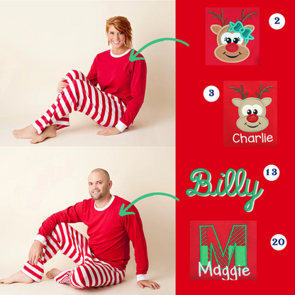 PRE-ORDER ONLY * Adult HOLIDAY PJs! 2025 * RTS mid-November * Red White Stripe