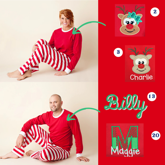 PRE-ORDER ONLY * Adult HOLIDAY PJs! 2025 * RTS mid-November * Red White Stripe
