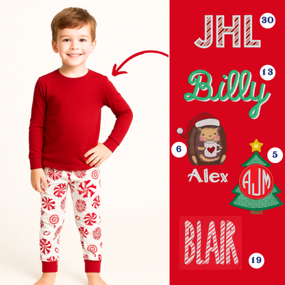 PRE-ORDER ONLY * Kids HOLIDAY PJs! 2025 * RTS mid-November * Peppermint Pop