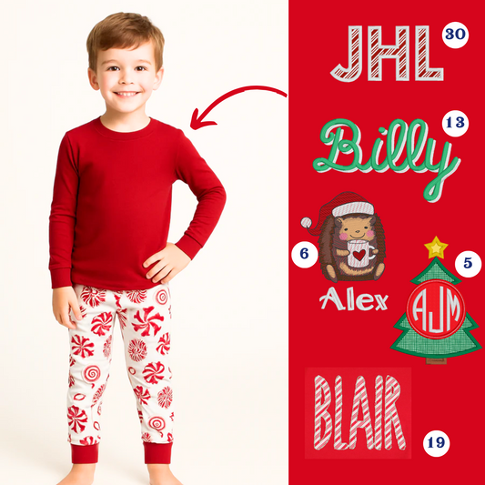 PRE-ORDER ONLY * Kids HOLIDAY PJs! 2025 * RTS mid-November * Peppermint Pop
