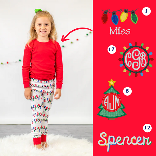 PRE-ORDER ONLY * Kids HOLIDAY PJs! 2025 * RTS mid-November * Holiday Lights
