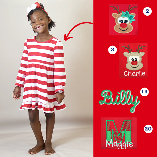 PRE-ORDER ONLY * Kids HOLIDAY GOWN! 2025 * RTS mid-November * Red White Stripe