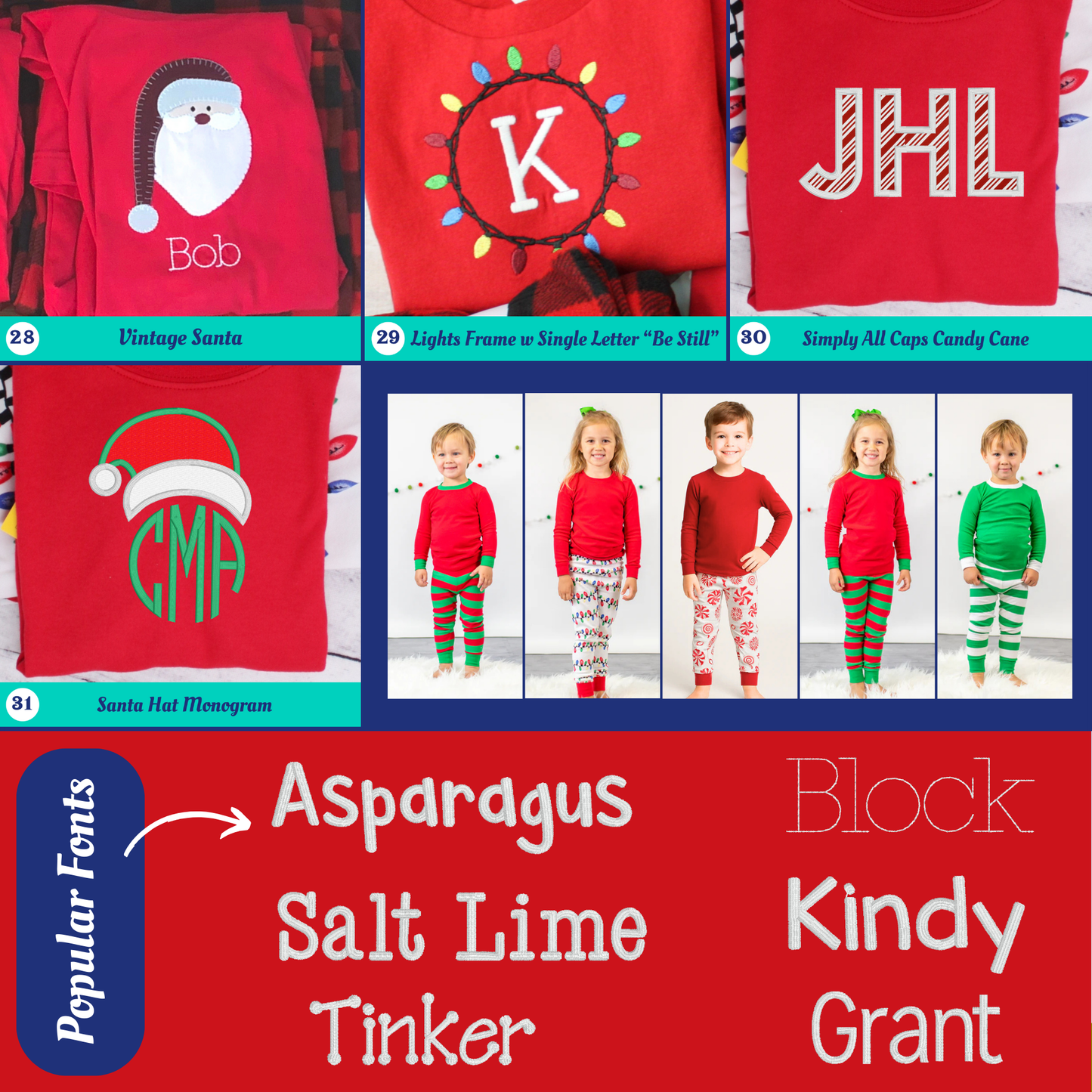 PRE-ORDER ONLY * Kids HOLIDAY PJs! 2025 * RTS mid-November * Green White Stripe