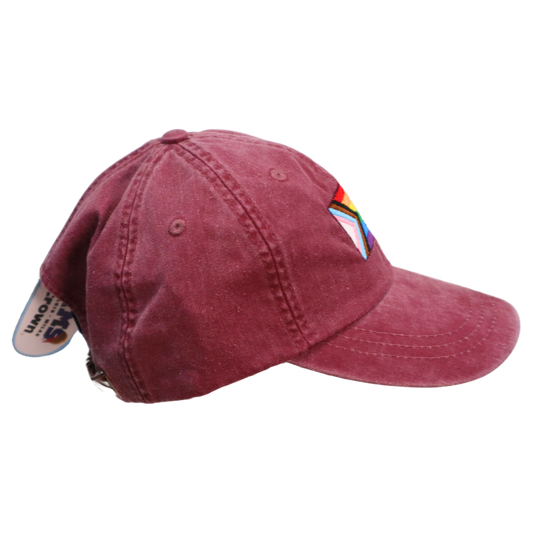 Embroidered Hat * Pride Progress Flag * Burgundy