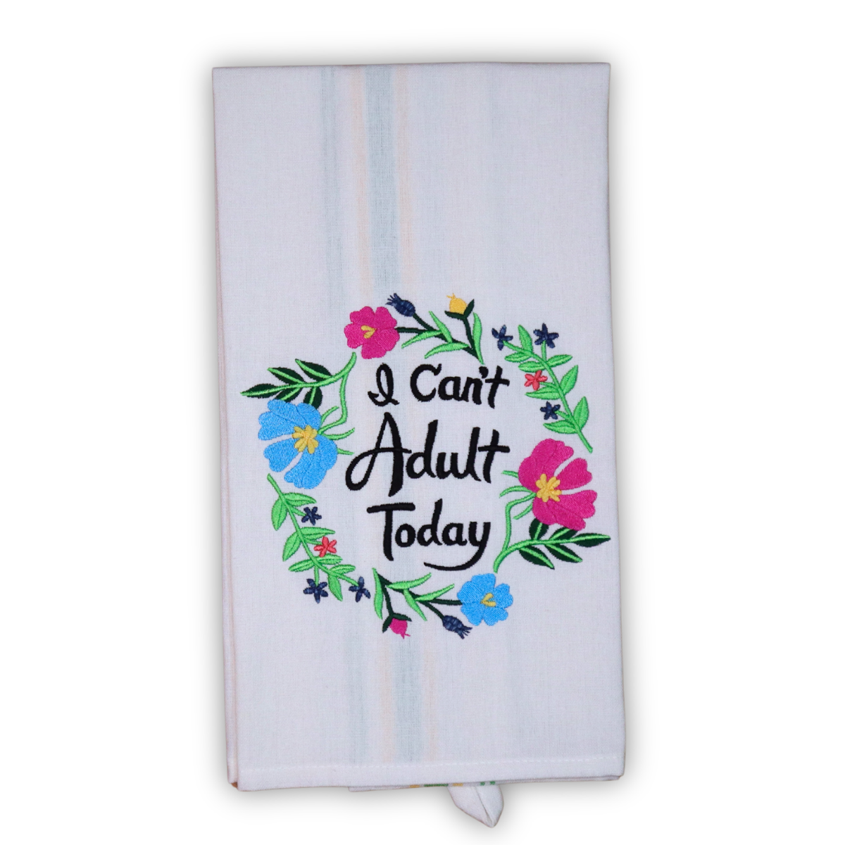 I Can't Adult Today, Snarky Embroidered Hand Towel