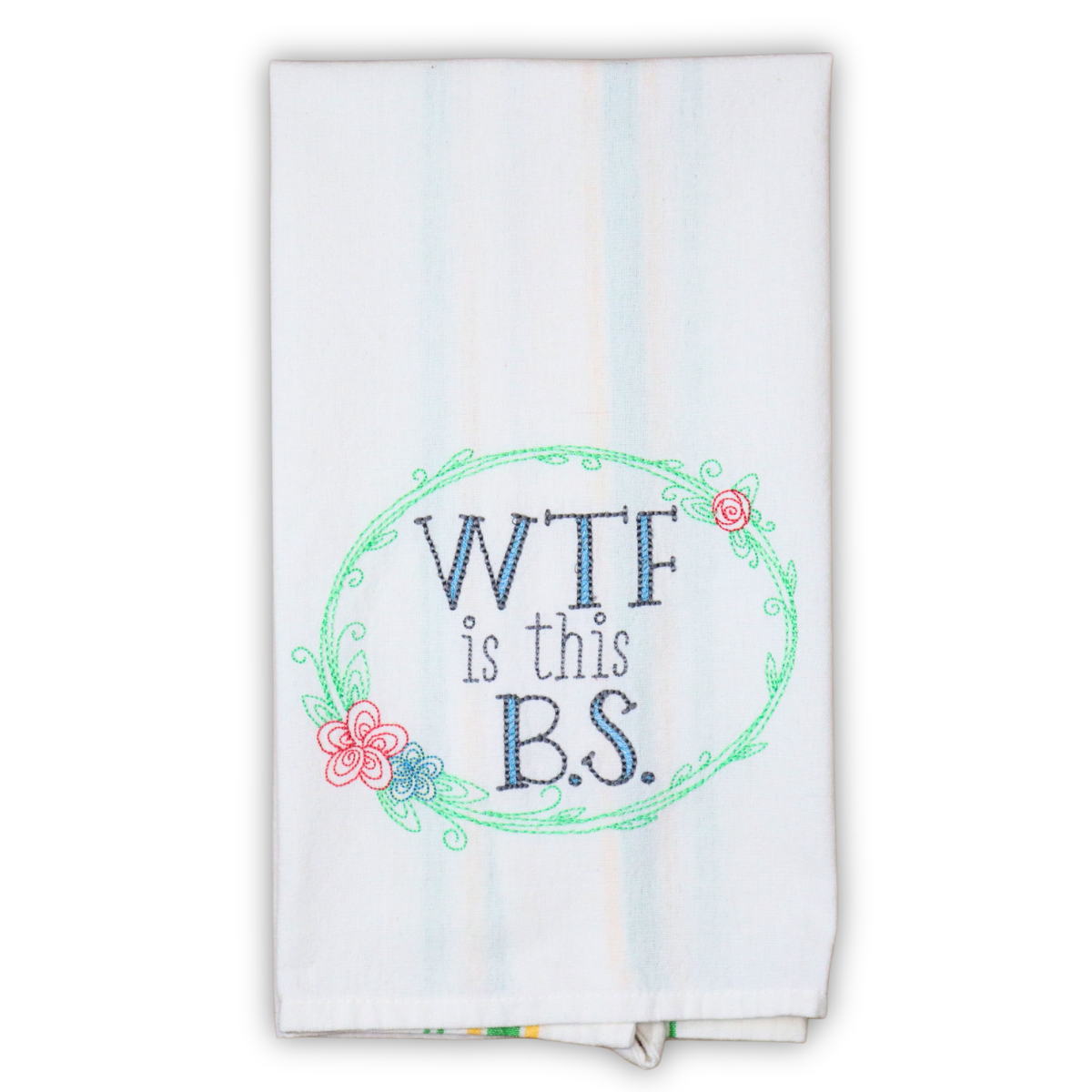 WTF is this B.S. Snarky Floral Towel, Embroidered Hand Towel