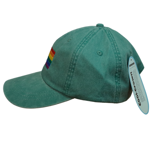 Embroidered Hat * Pride Progress Flag * Forest Green