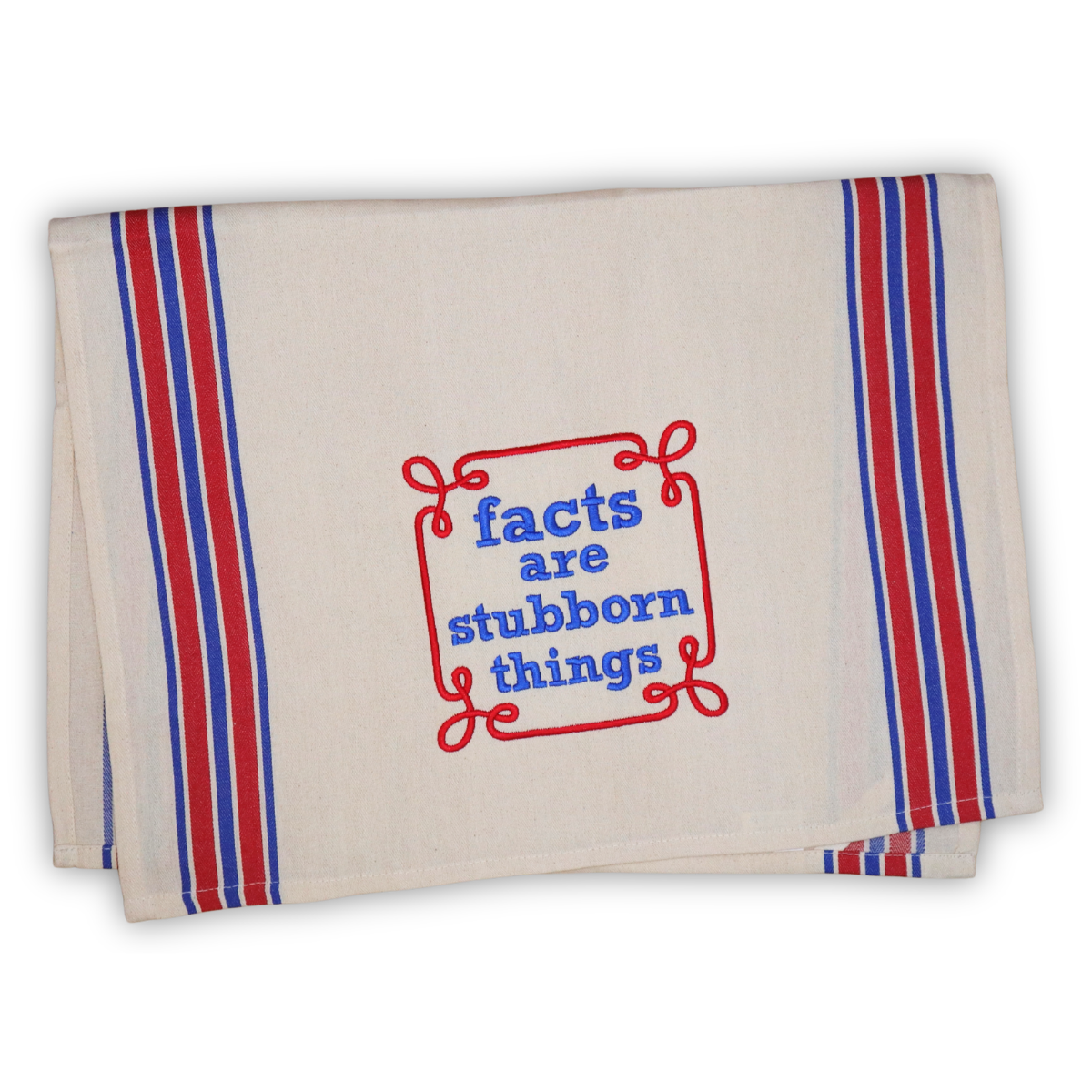 facts are stubborn things | Snarky Americana Towel, Embroidered Hand Towel
