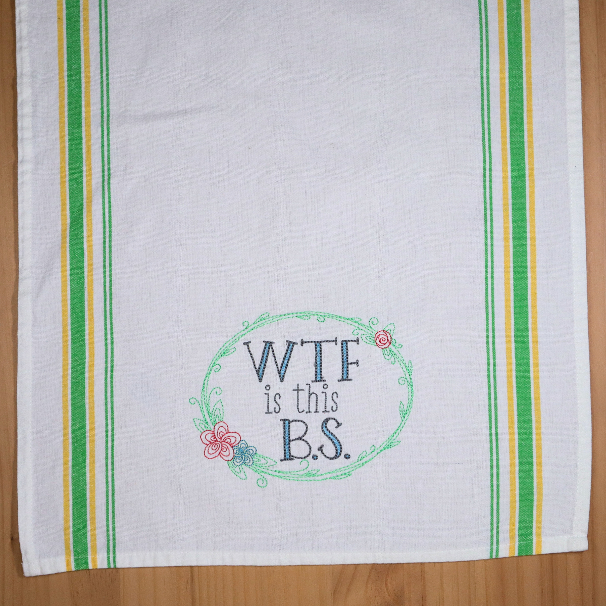 WTF is this B.S. Snarky Floral Towel, Embroidered Hand Towel