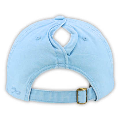 Well Sheeyit * Ponytail Hat * Floral with Periwinkle