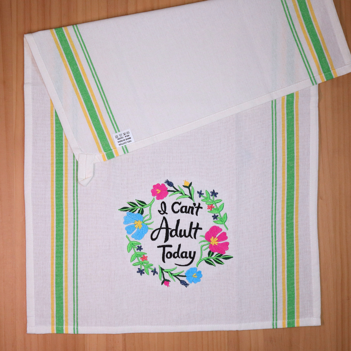 I Can't Adult Today, Snarky Embroidered Hand Towel