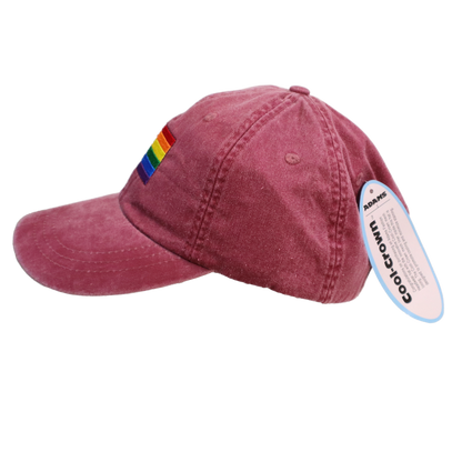 Embroidered Hat * Pride Progress Flag * Burgundy