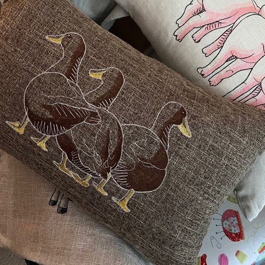 Duck Butts Pillow! 2-sided embroidered pillow.