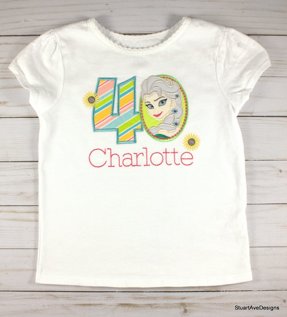 Frozen Fever Birthday Shirt Applique