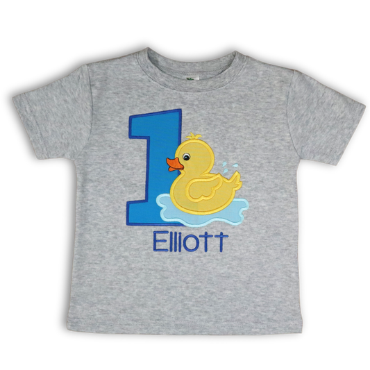 Ducky and Bubbles Applique Birthday Shirt