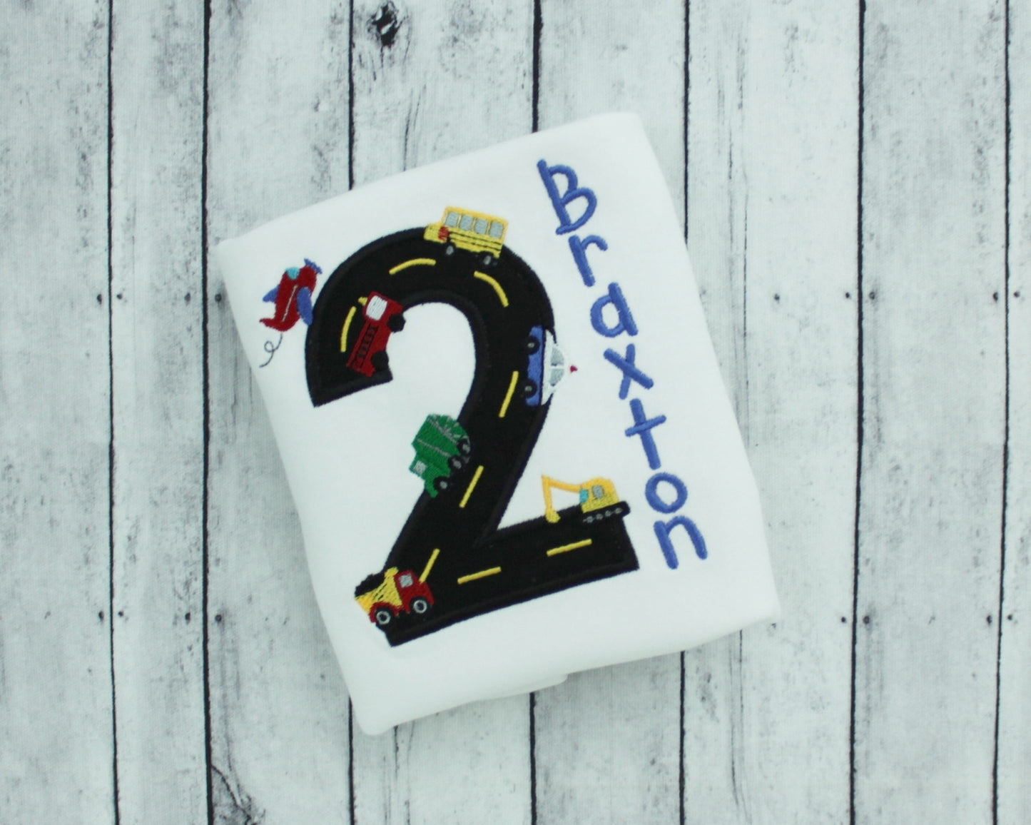 Transportation Road Number Applique Birthday Shirt