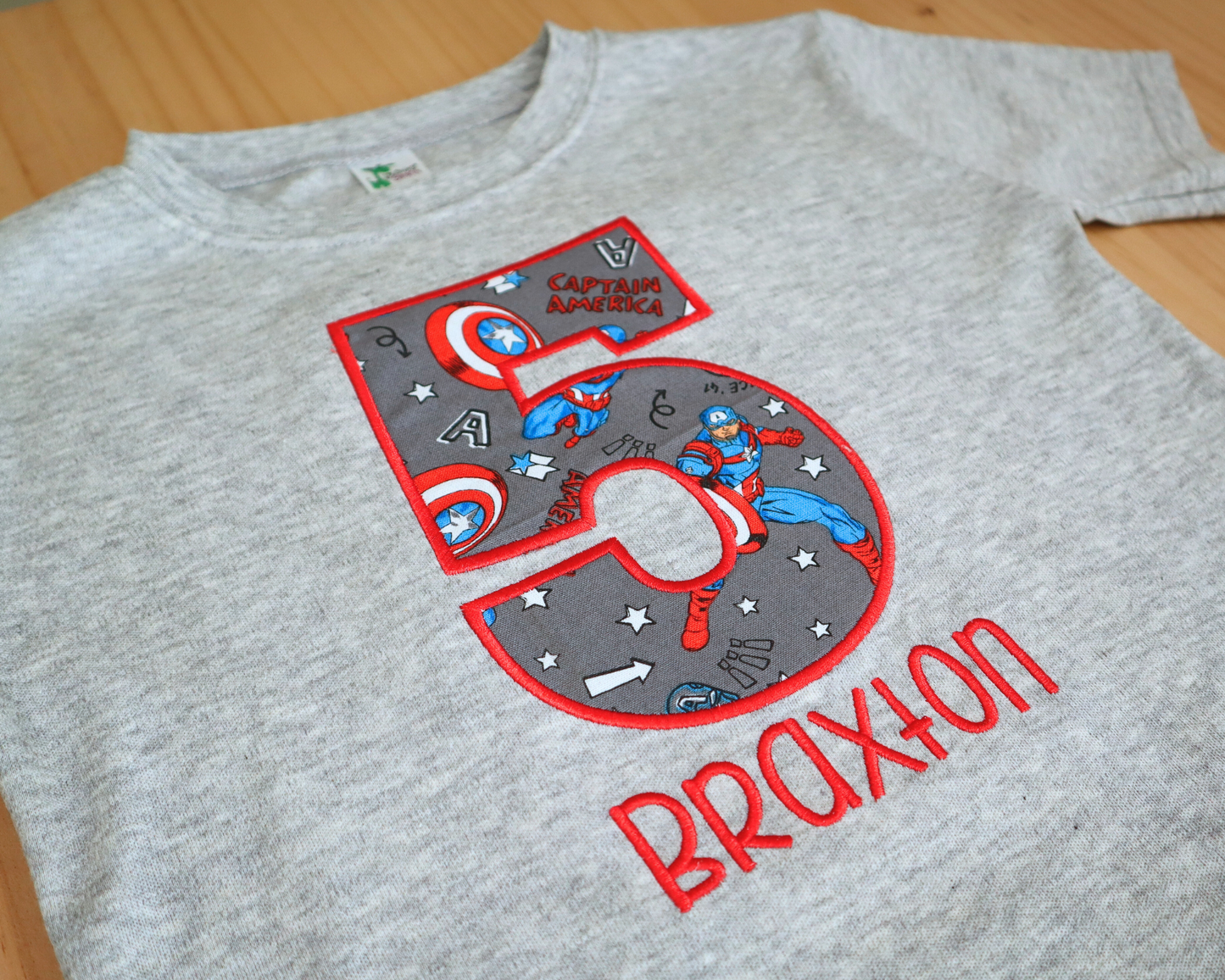 Captain America-inspired Applique Birthday Shirt