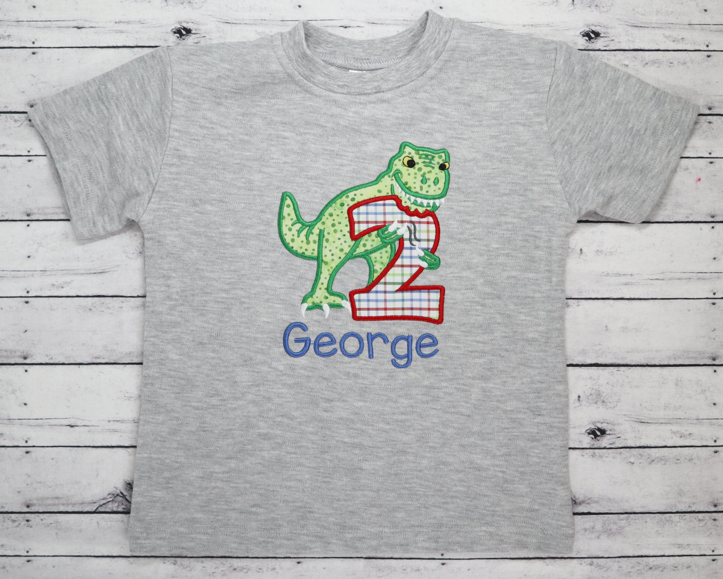 Munching Dinosaur Applique Birthday Shirt