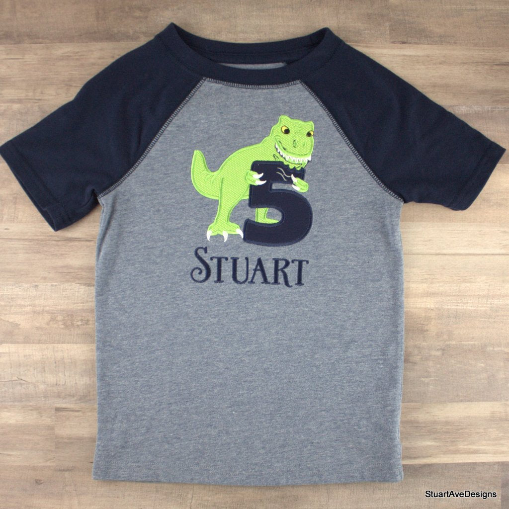 Munching Dinosaur Applique Birthday Shirt