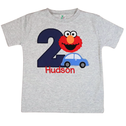 Cars and Red Monster Embroidered Birthday Shirt