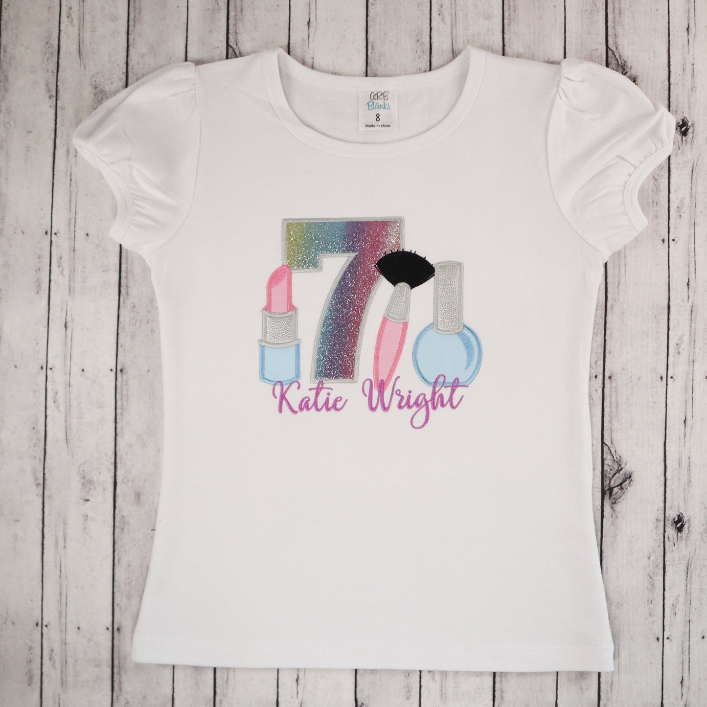 Makeup Applique Birthday Shirt