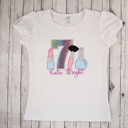 Makeup Applique Birthday Shirt