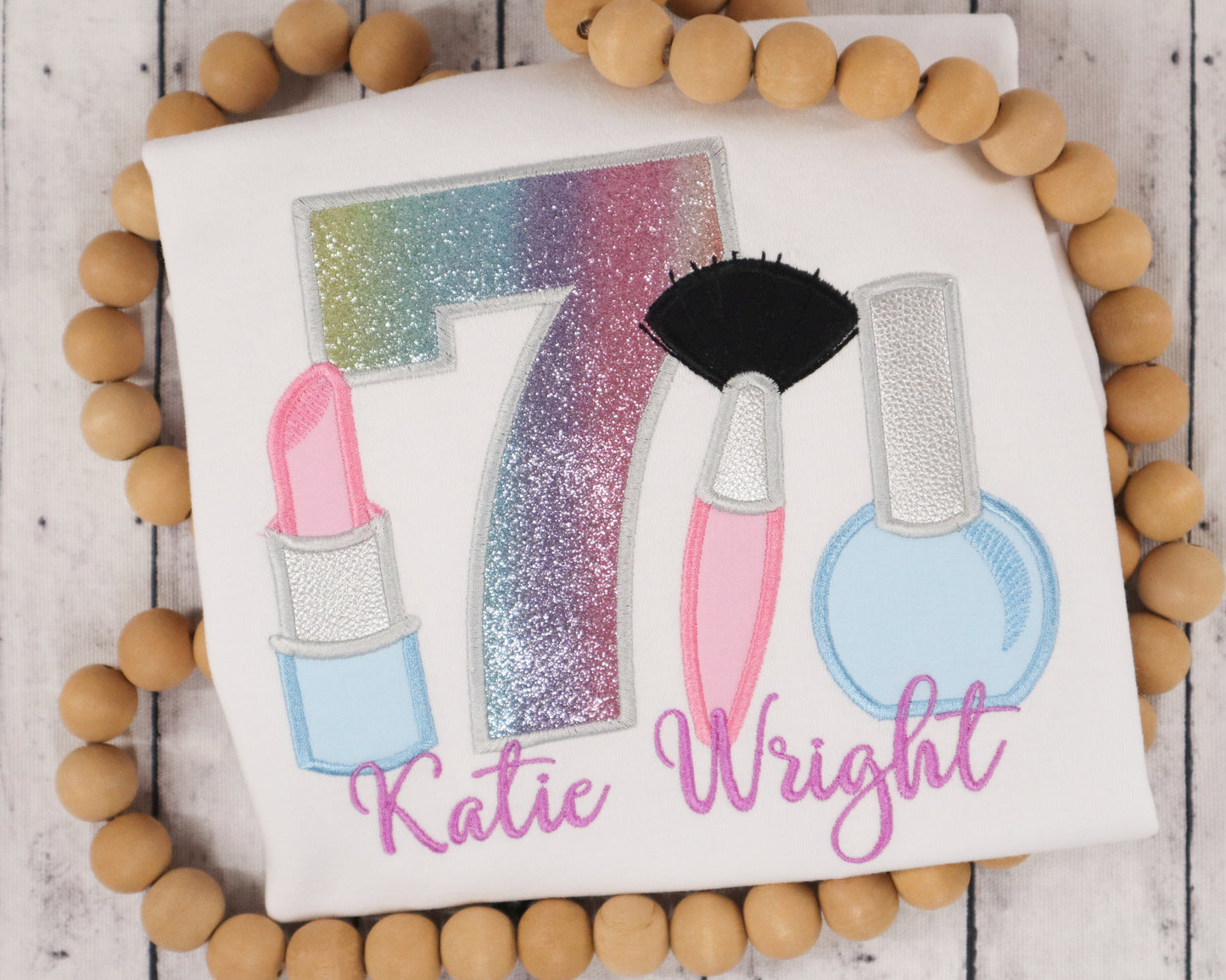 Makeup Applique Birthday Shirt