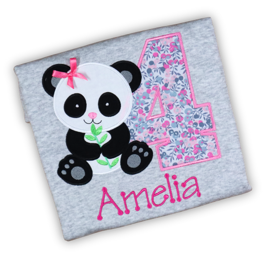 Panda Applique Birthday Shirt