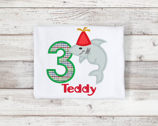 Shark Applique Birthday Shirt