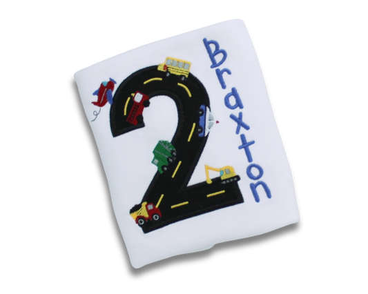 Transportation Road Number Applique Birthday Shirt