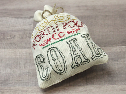 North Pole "Coal" Chocolate Embroidered Bags