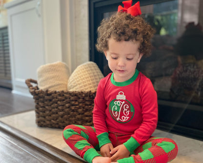 PRE-ORDER ONLY * Kids HOLIDAY PJs! 2025 * RTS mid-November * Green White Stripe