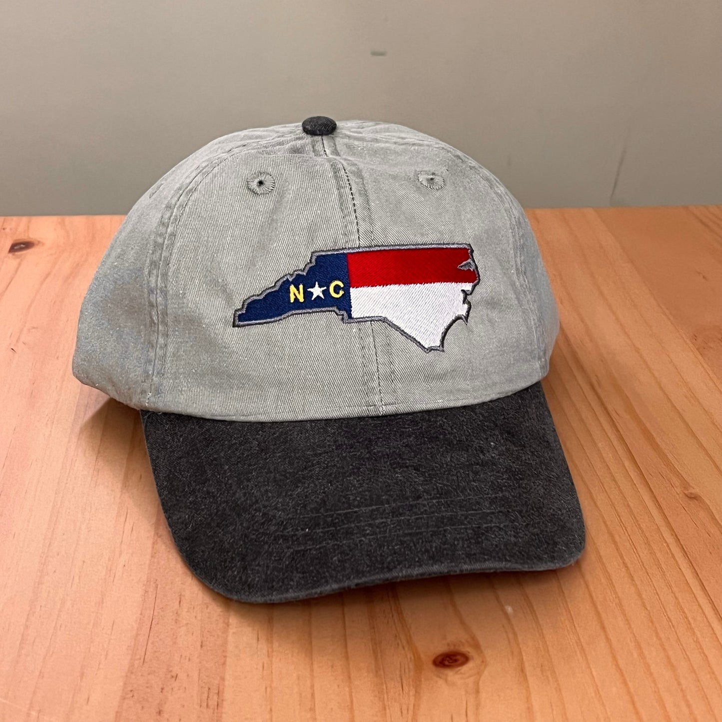 NC Flag Embroidered Hat, North Carolina, Khaki Gray