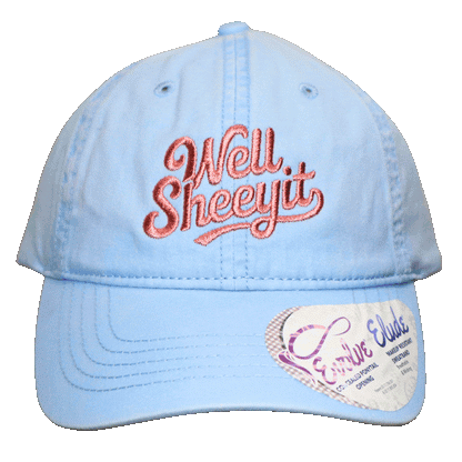 Well Sheeyit * Ponytail Hat * Floral with Periwinkle